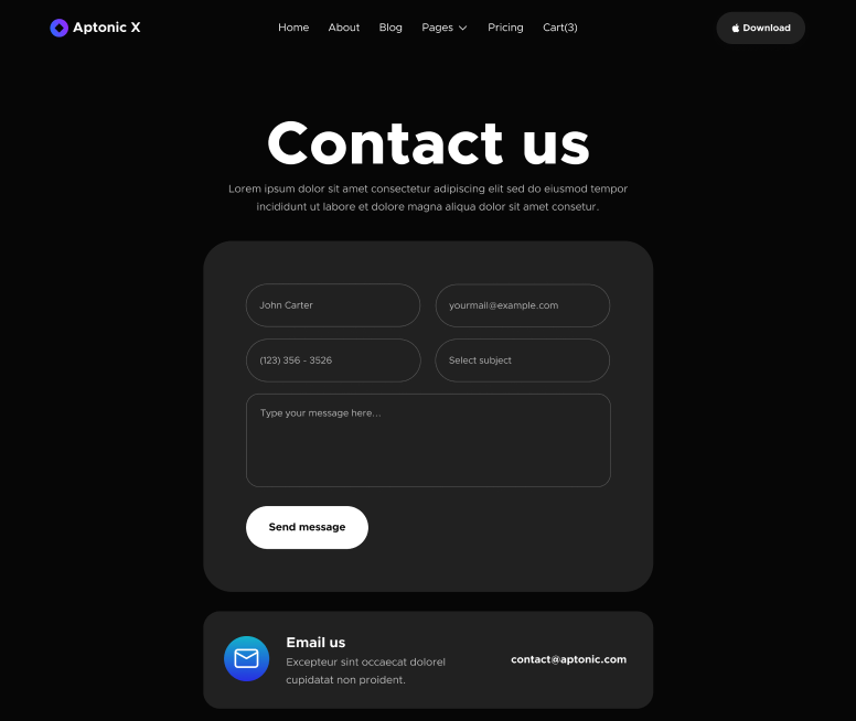 Contact - Aptonic X Webflow Template