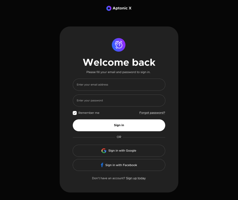 Sign In - Aptonic X Webflow Template