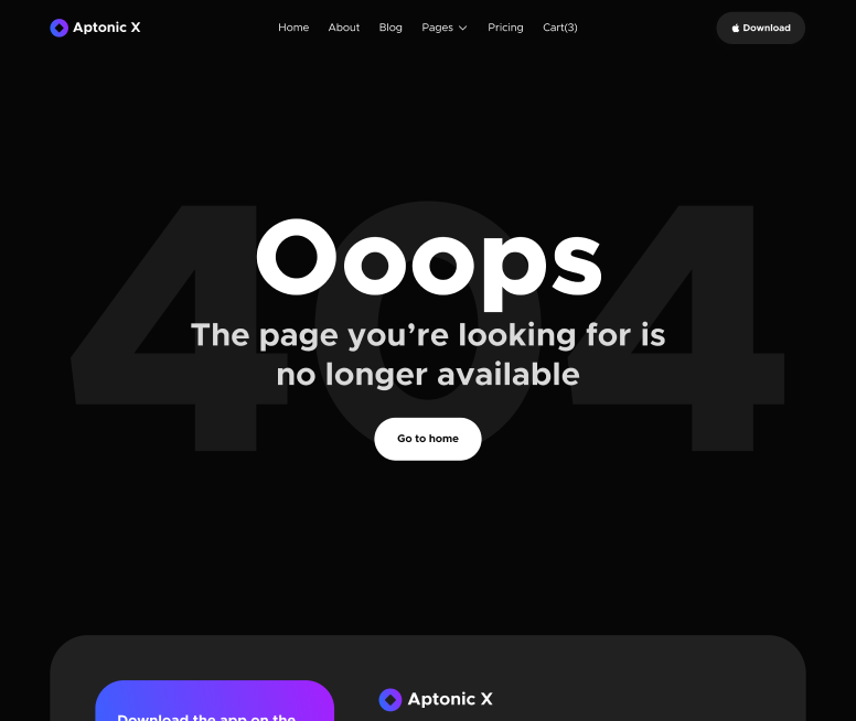 404 Not Found - Aptonic X Webflow Template