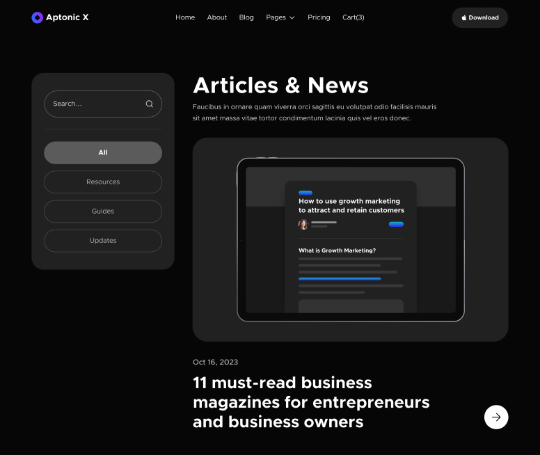 Blog - Aptonic X Webflow Template