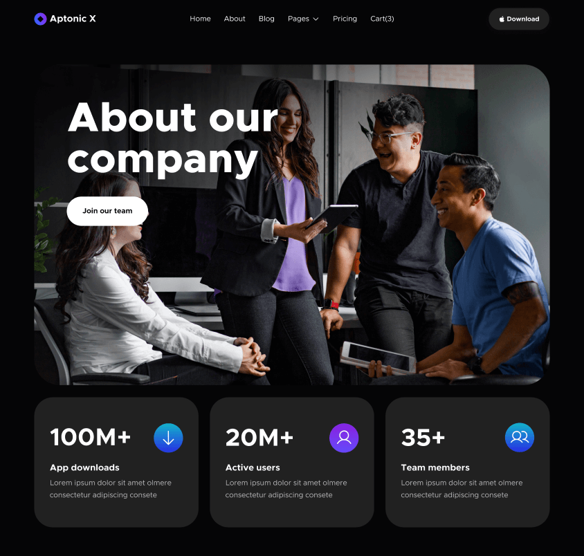 Hero Strip - Aptonic X Webflow Template